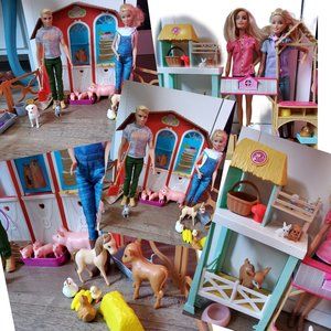 Barbie Farm, vet, and animal rescue set good preowned condition Lotty Lot